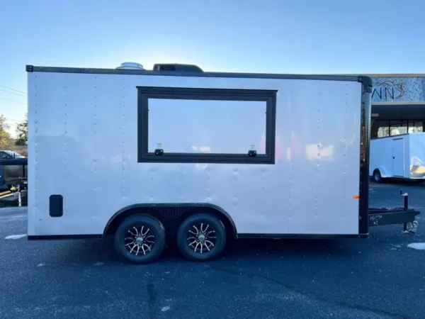 8.5 x 16 Silver Concession Trailer with Blackout package for sale