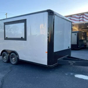 8.5 x 16 Silver Concession Trailer with Blackout package for sale