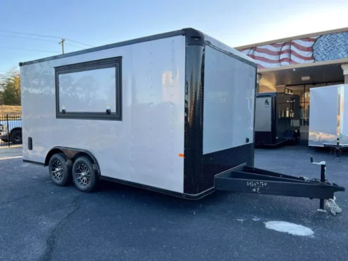 8.5 x 16 Silver Concession Trailer with Blackout package for sale