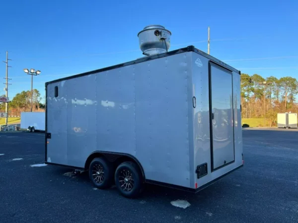 8.5 x 16 Silver Concession Trailer with Blackout package for sale