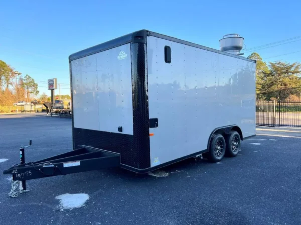 8.5 x 16 Silver Concession Trailer with Blackout package for sale