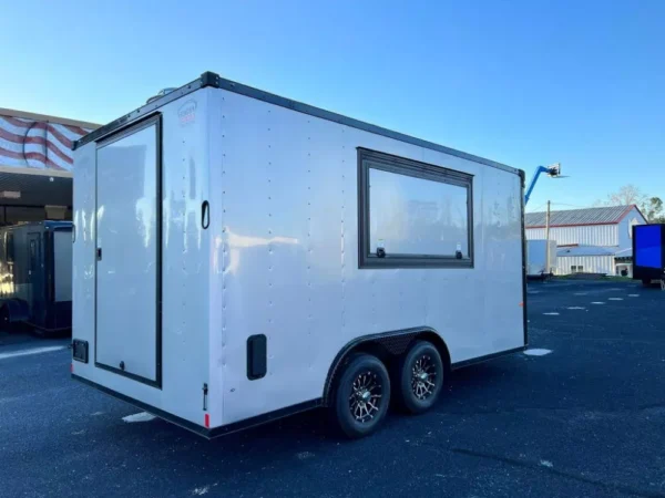 8.5 x 16 Silver Concession Trailer with Blackout package for sale