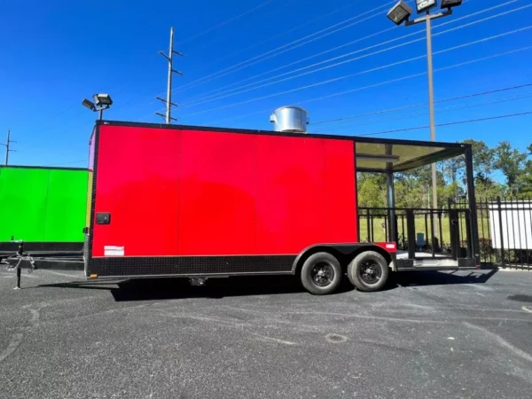 red blackout food truck trailer / bbq / concession trailer for sale