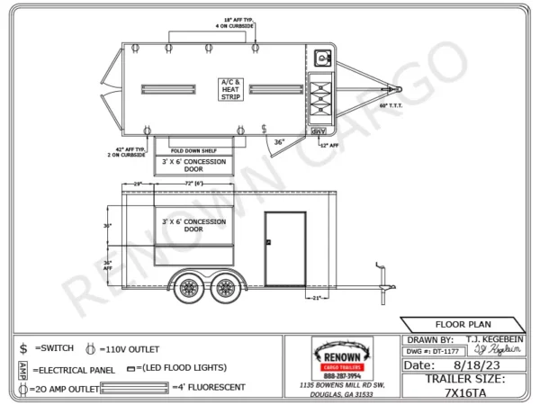 7X16 TA CONCESSION TRAILER FLOOR PLAN