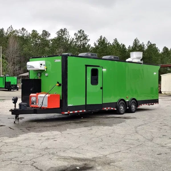 8.5 X 28 TA2 BBQ TRAILER FULLY EQUIPPED WITH WALK-IN COOLER & BATHROOM