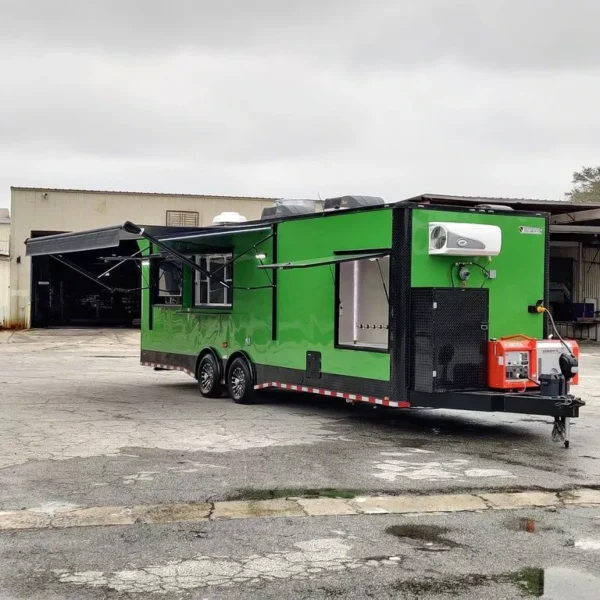 8.5 X 28 TA2 BBQ TRAILER FULLY EQUIPPED WITH WALK-IN COOLER & BATHROOM